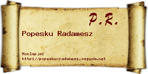 Popesku Radamesz névjegykártya